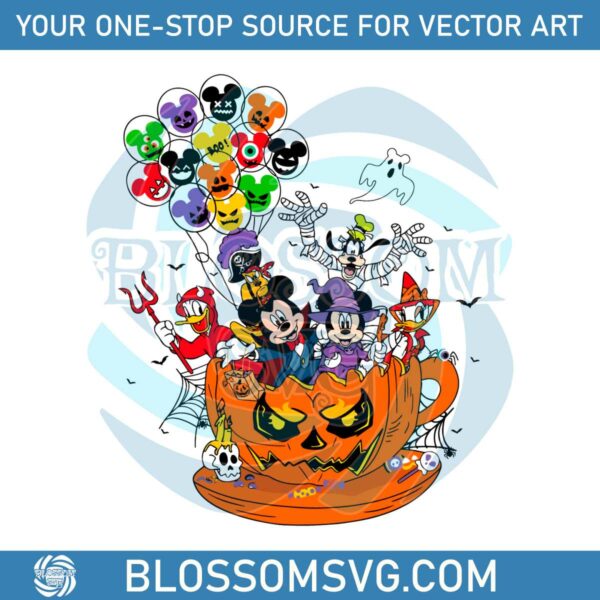 Disney Halloween Pumpkin Coffee Cup Mickey And Friend SVG