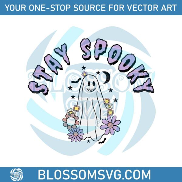 Cute Ghost Stay Spooky Halloween SVG Graphic Design File