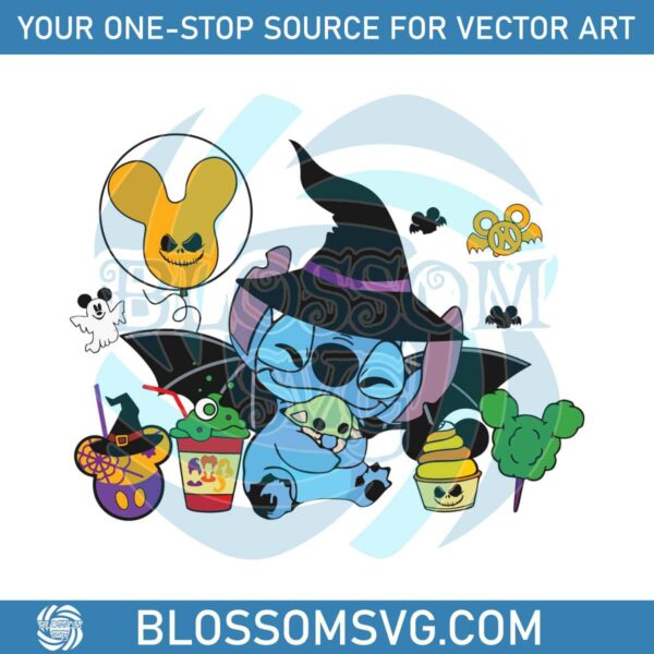 Cute Disney Stitch Halloween SVG Witch Vibe SVG File For Cricut