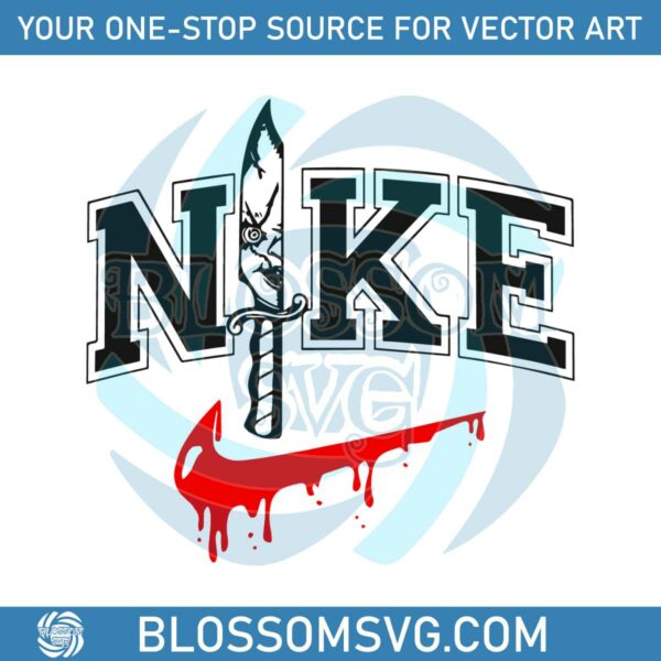 Horror Movie Character Chucky Knife Halloween Nike Logo SVG