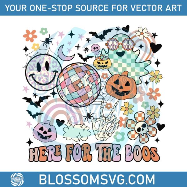Here for the boos Groovy Halloween Spooky Season SVG File