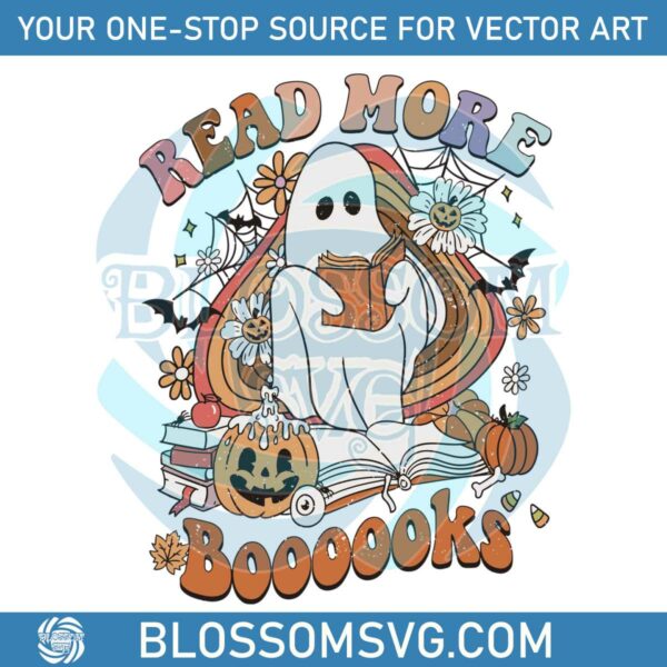 Retro Read More Booooks Halloween Ghost SVG Cutting File
