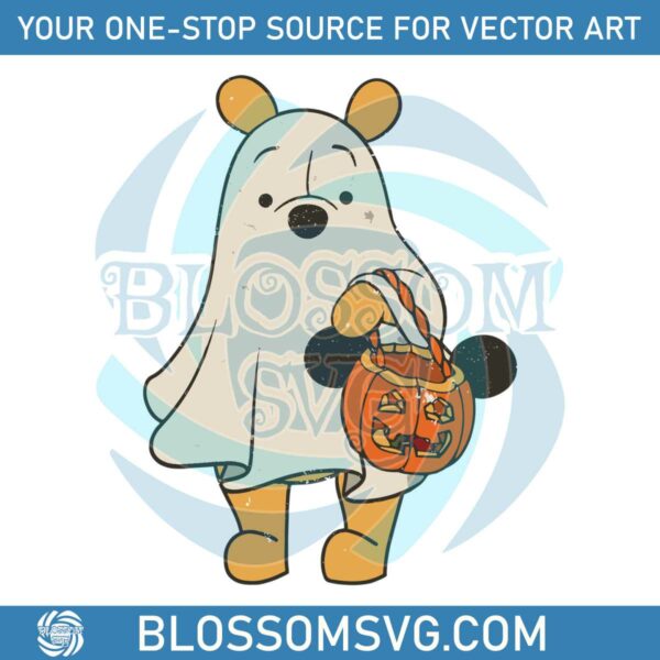Retro Pooh Ghost Halloween Disney Spooky Season SVG File