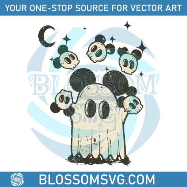 Vintage Mickey Boo Disney Ghost SVG Digital Cricut File