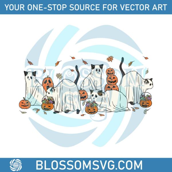 Funny Halloween Ghost Black Cat SVG Cutting Digital File