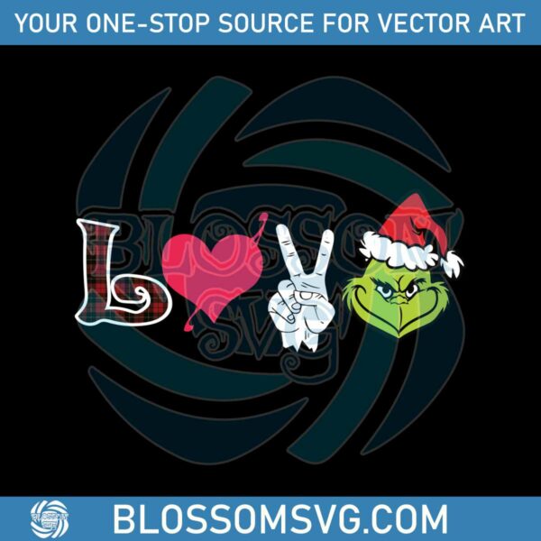 Santa Claus Peace Love Grinch Christmas SVG Digital Cricut File