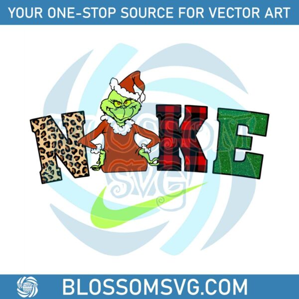 Grinch Christmas Snow Nike Logo Gift Wrap PNG File For Cricut