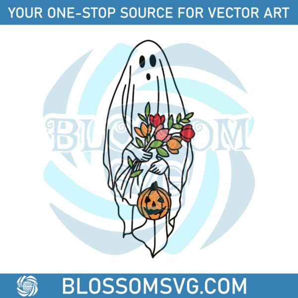 Vintage Floral Pumpkin Ghost SVG Cutting Digital File