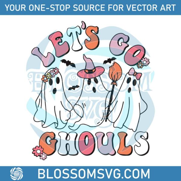 lets-go-ghouls-floral-ghost-svg-graphic-design-file