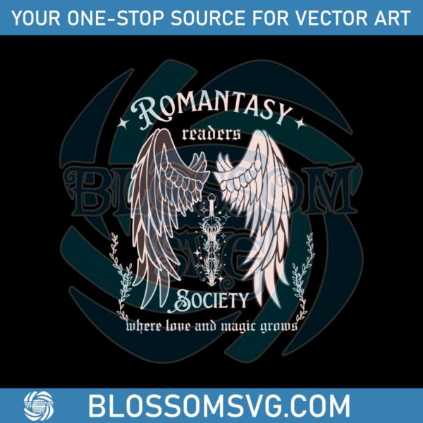 Vintage Romantasy Reader Book Club SVG Graphic File