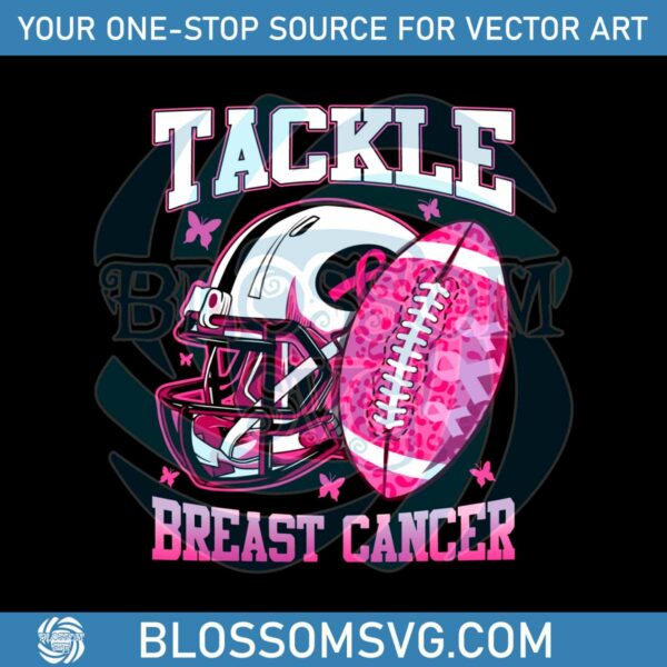 Tackle Breast Cancer Football Helmet Pink Rugby Ball SVG