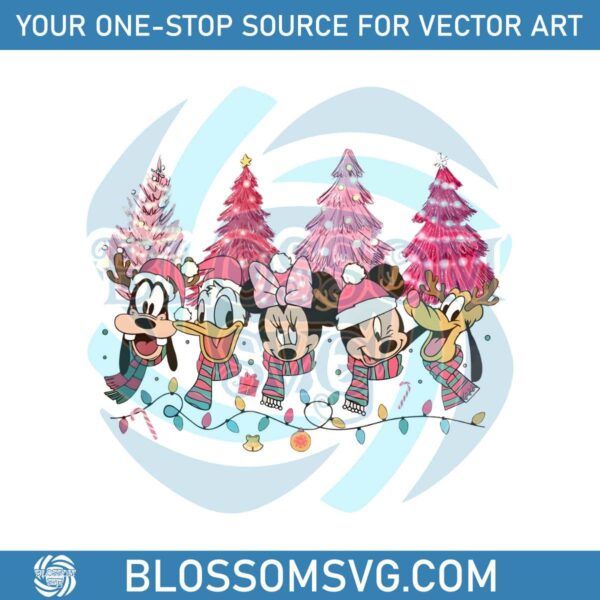 Mickey And Friends Disney Pink Christmas Tree PNG File