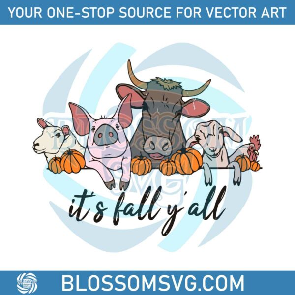 Retro Its Fall Yall Farm Animal SVG Graphic Design File