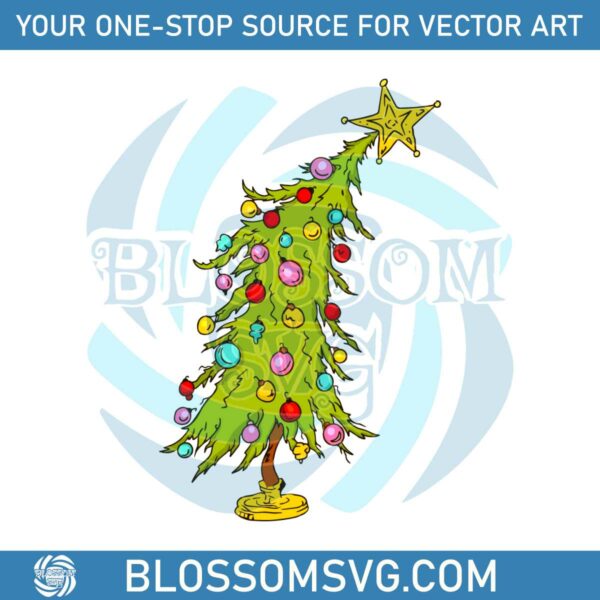 vinatge-bent-christmas-tree-svg-graphic-design-file