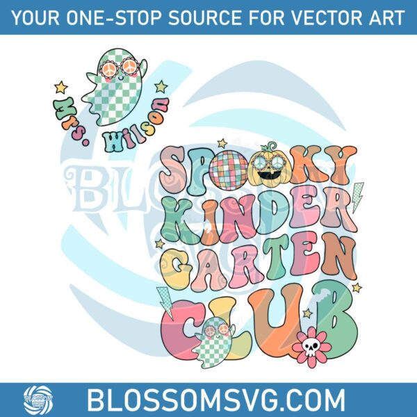 Cute Groovy Spooky Kinder Garten Club SVG Cutting File