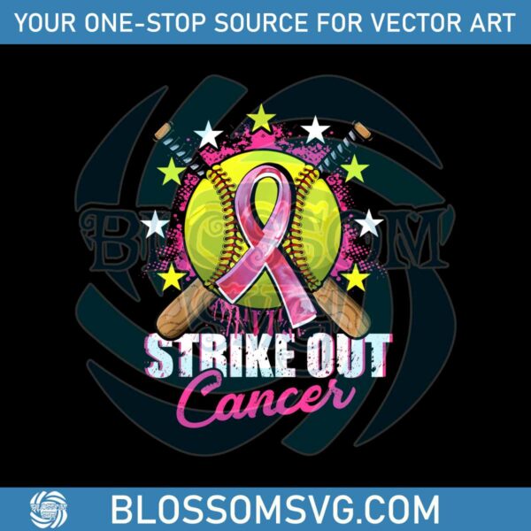 Baseball Strike Out Cancer Pink Ribbon Softball PNG Download