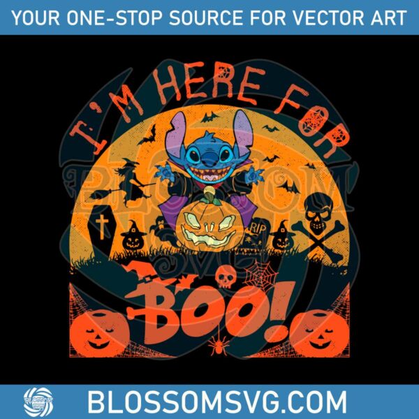 Im Here For The Boo Disney Stitch Pumpkin SVG Download