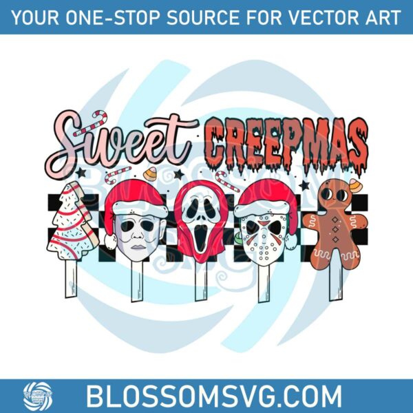 Retro Sweep Christmas Horror Characters SVG Cricut File