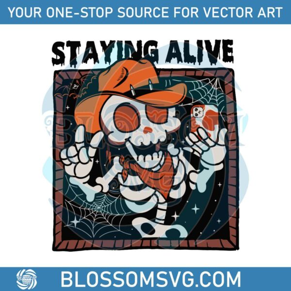 Funny Skeleton Staying Alive Cowboy SVG Cutting Digital File