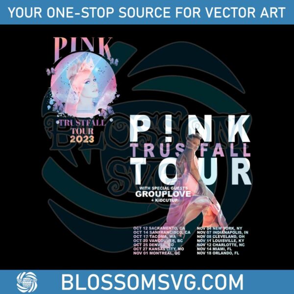 Pink Singer Trustfall Tour 2023 PNG Sublimation Download