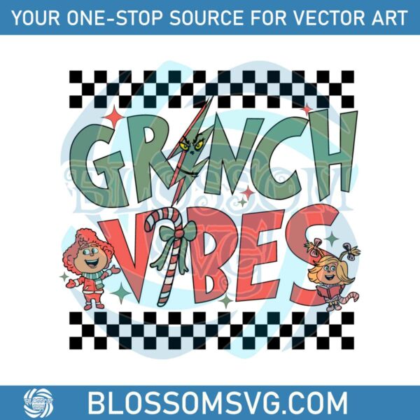 Retro Cute Christmas Grinch Vibes SVG Cutting Digital File