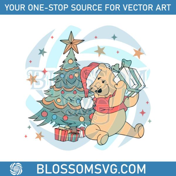 Vintage Winnie The Pooh Christmas Tree SVG File For Cricut