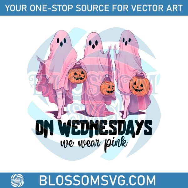 Wednesday We Wear Pink Pumpkin Ghost PNG Download