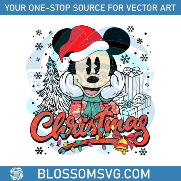 Vintage Mickey Mouse Christmas SVG Graphic Design File