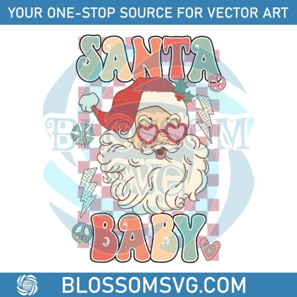 Retro Groovy Christmas Santa Baby SVG Cutting Digital File