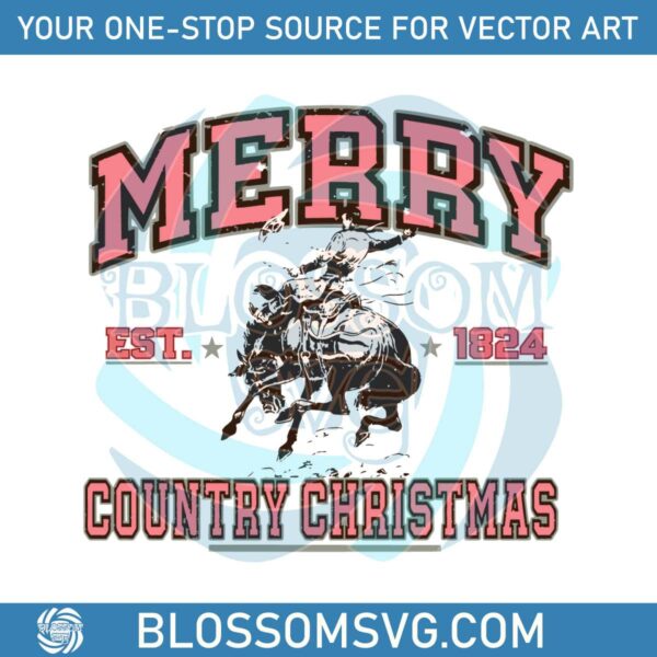 Retro Vintage Merry Country Christmas SVG File For Cricut