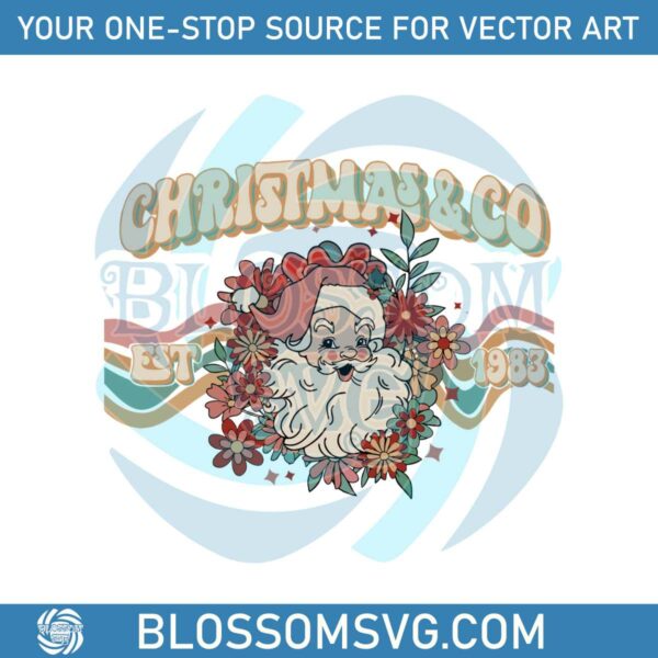 retro-christmas-and-co-floral-santa-claus-svg-design-file