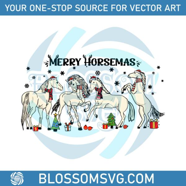 Merry Horsemas Funny Christmas Santa Hats SVG Digital File