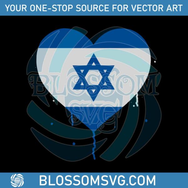 Vintage Israel Strong Israel Heart Flag SVG Digital Cricut File