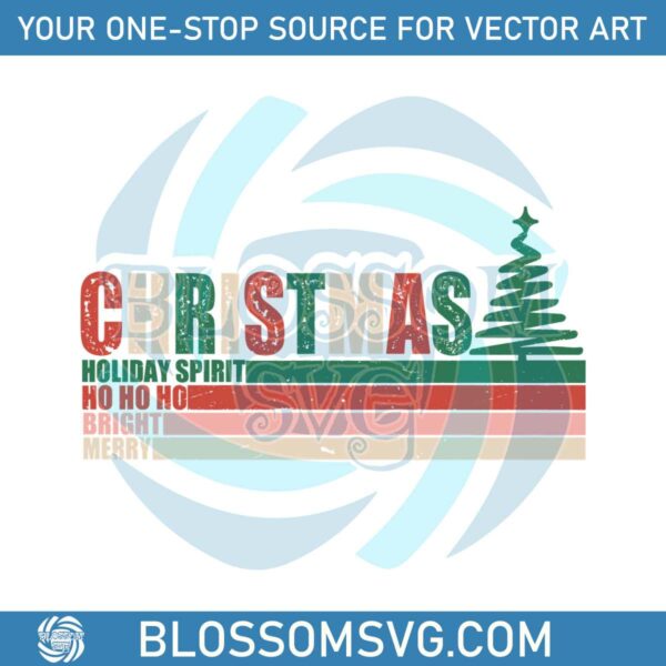 Vintage Christmas Tree Holiday Spirit SVG Digital Cricut File