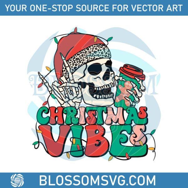Retro Christmas Vibes Skeleton Coffee Lover SVG Download