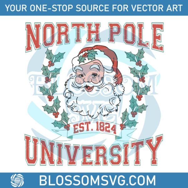 Vintage Christmas Santa North Pole University SVG Download