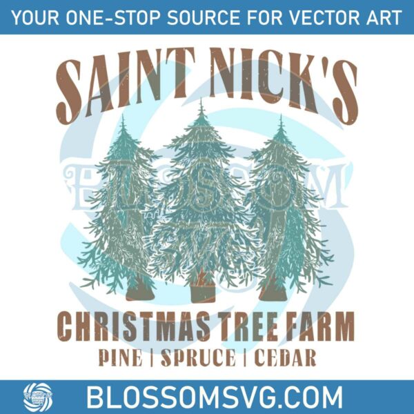 Retro Saint Nick's Christmas Tree Farm SVG File For Cricut