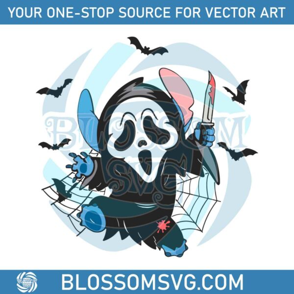stitch-scream-halloween-ghost-face-svg-graphic-design-file