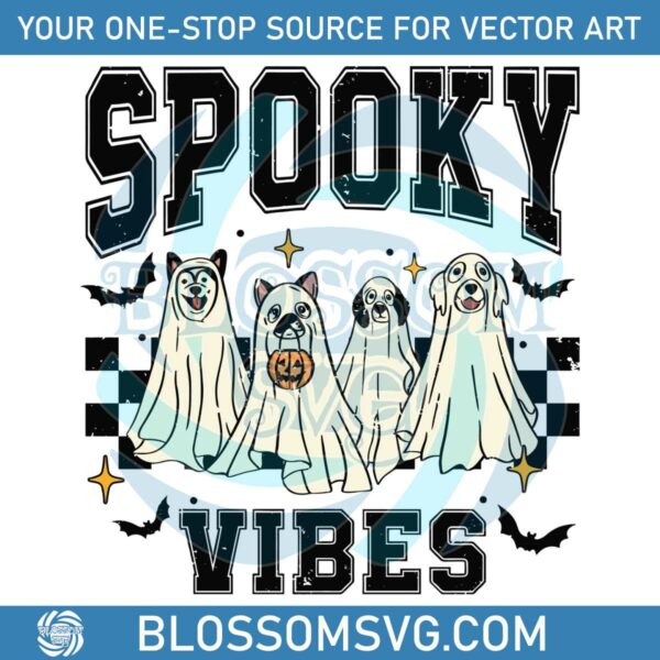 Funny Spooky Vibes Ghost Dog SVG Graphic Design File