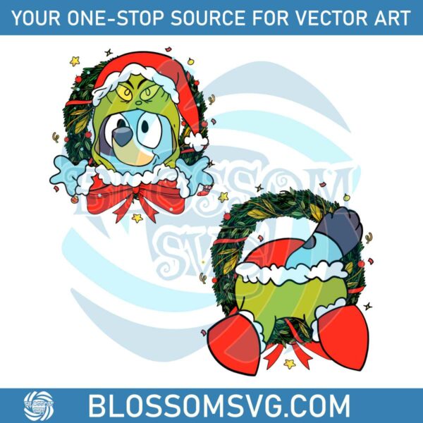 retro-bluey-grinchmas-wreath-svg-graphic-design-file
