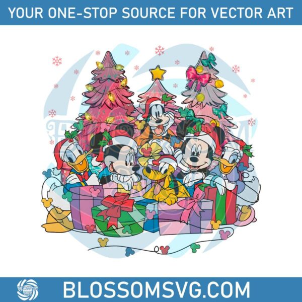 vintage-pink-disney-christmas-mouse-and-friend-png-file
