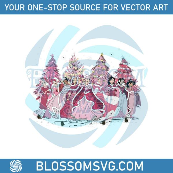 Vintage Disney Princess Pink Christmas Tree PNG Download