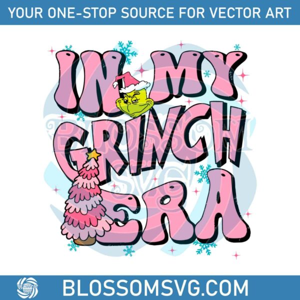 Retro In My Grinch Era Pink Christmas Tree SVG File For Cricut