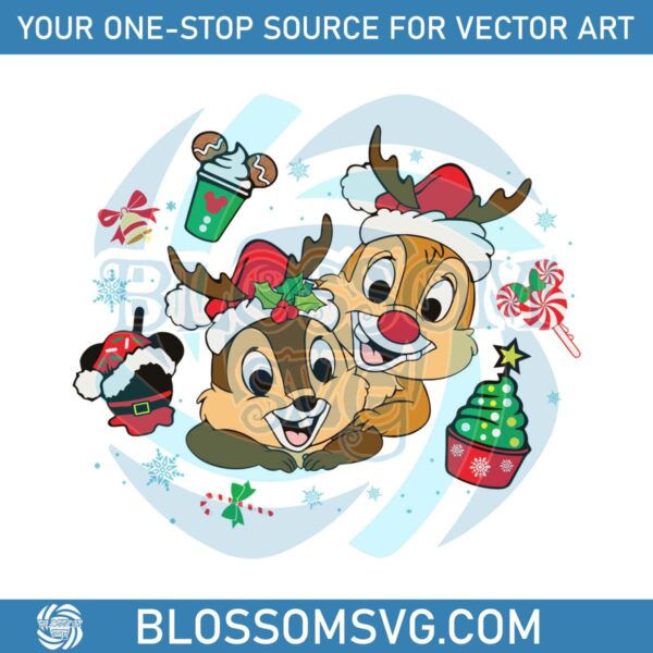 Chip And Dale Couple Christmas Disney Vacation SVG File