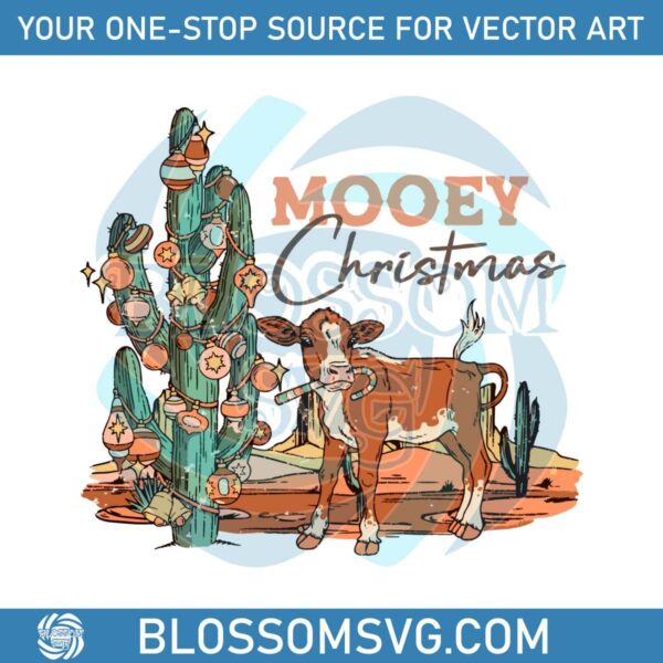 Retro Vintage Mooey Western Christmas Cow SVG File