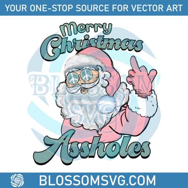 Retro Merry Christmas Santa Baby Assholes PNG Download