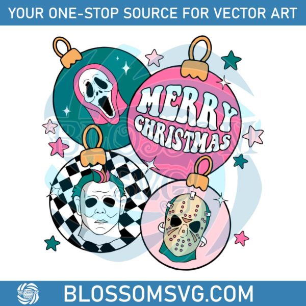 Retro Merry Christmas Ornament Horror Movie SVG Download