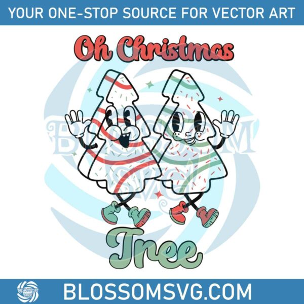 Retro Oh Christmas Tree Cake SVG Graphic Design File