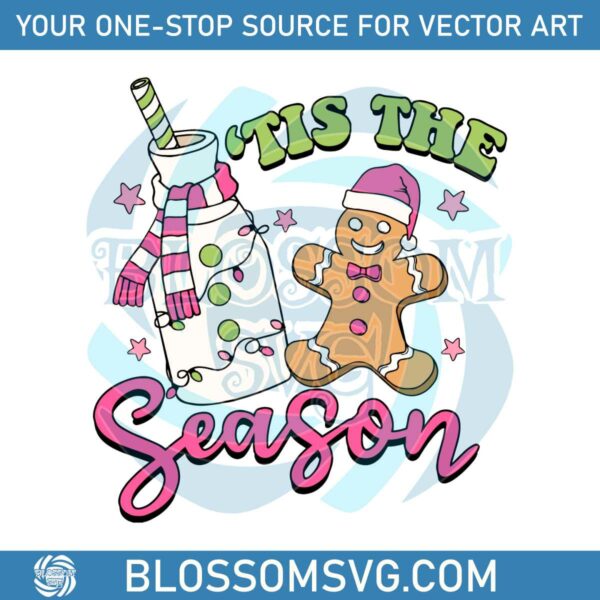 Retro Tis The Season Christmas Light Gingerbread SVG File
