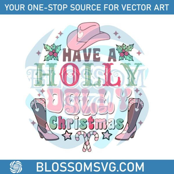 Cowgirl Have A Holly Dolly Christmas SVG File For Cricut